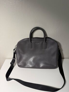 Michael Kors Gray Leather Laptop Briefcase with Removable Strap